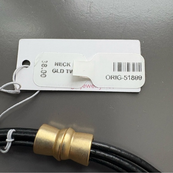 Origin Jewelry Matt Gold & Black Twist Choker Necklace, Magnetic Clasp Closure - Picture 5 of 5